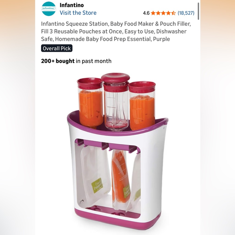Infantino Purple and White Baby Food Squeeze Station